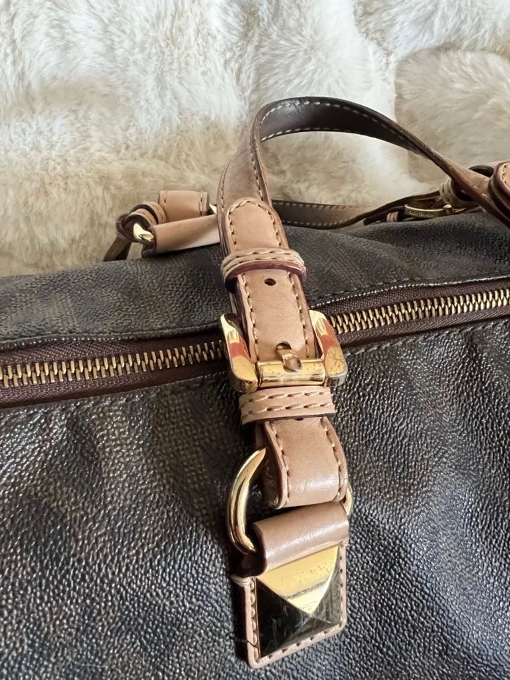 Michael Kors Brown Monogram Grayson Satchel with Gold Hardware vintage - Picture 5 of 16